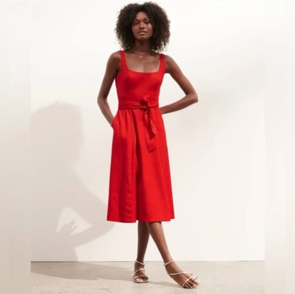 NWT BR Linen-Cotton Square-Neck Dress Size 6